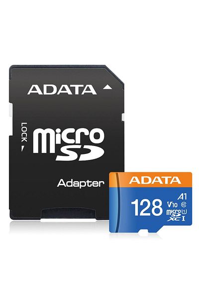 Adata بطاقة ذاكرة Premier Microsdxc بسعة 128 جيجابايت - Uhs-i Class10 V10 مع محول