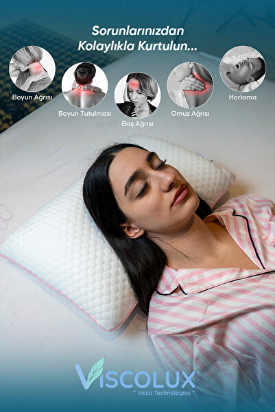 Viscolux Anadolu Tombul Ortopedik Yastık - Baş Ağrısı Önleyici Klasik Visco Yastık Pembe 60x40x15