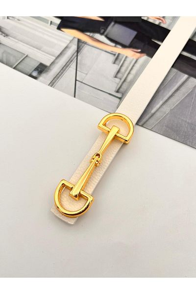 MODAM HİFA Long Buckle Gold Women's Belt Trouser Belt Dress Belt Shirt Belt Coat Belt
