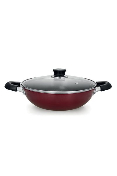 ROYALFORD RF2947 Aluminium Wok Pan with Glass Lid | 22 CM