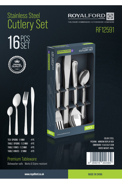 ROYALFORD Cutlery Set- RF12591/ 16 Pieces Spoons Set, Includes 4 Table Knives