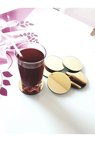 NT Handmade Gold Plexiglass 6-Piece Coaster Kitchen Decoration