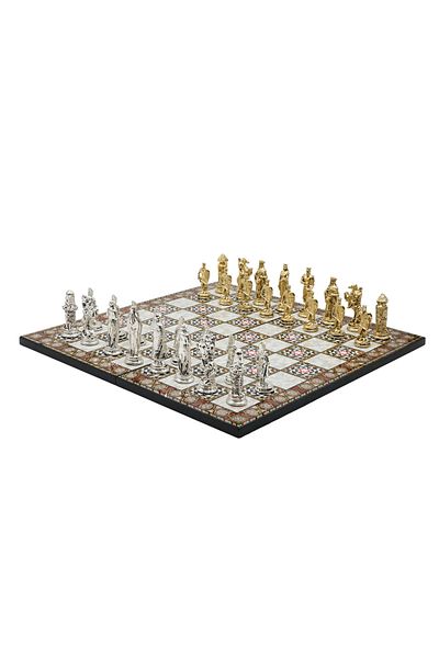 Cooper Chess 44cm Mosaic Patterned Gold Ottoman Empire Crusader Armies Chess Set Decorative Gift
