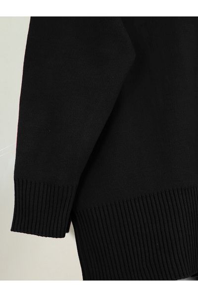 Modamorfo V-Neck Buttoned Knitwear Cardigan -Black