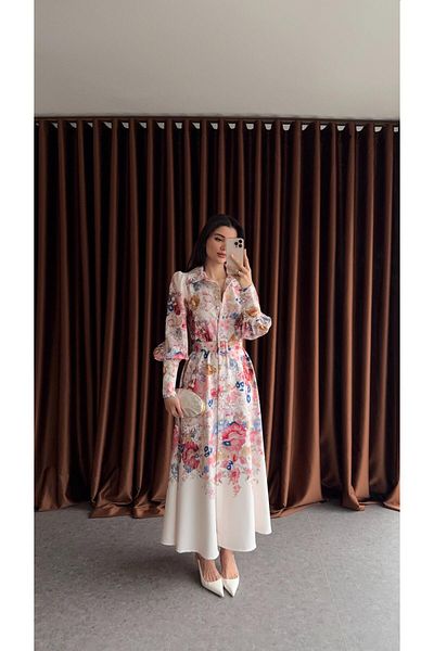 HAZELANNA Rochie importată florală cu tonuri moi