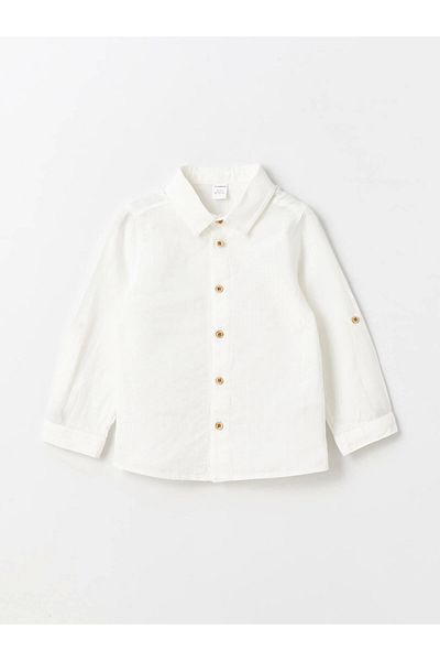 LC Waikiki Lcw Kids Ecru Long Sleeve Basic Baby Boy Shirt