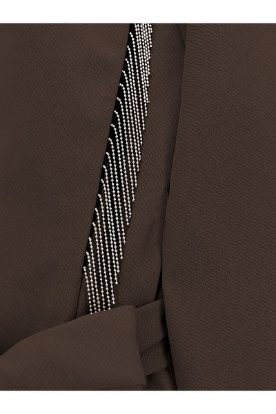 Modamorfo Metal Yaklaş Creative Mer Moda over Jacket and Pantalon Set - Coffee