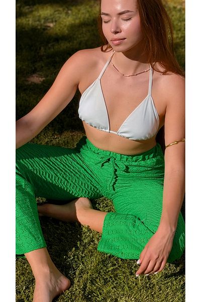 MY Wooft Green Summer Beach Wear Pareo Swimsuit and Bikini Top Pants