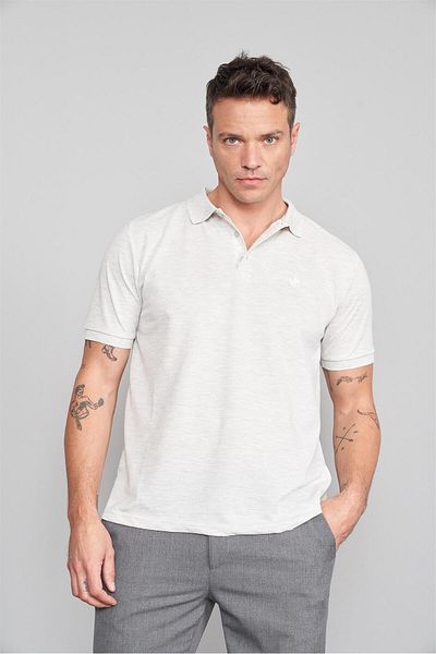 Çetinkaya Chester Polo 2742-L Men's Polo Neck Pike T-Shirt Karmelange 100% Cotton