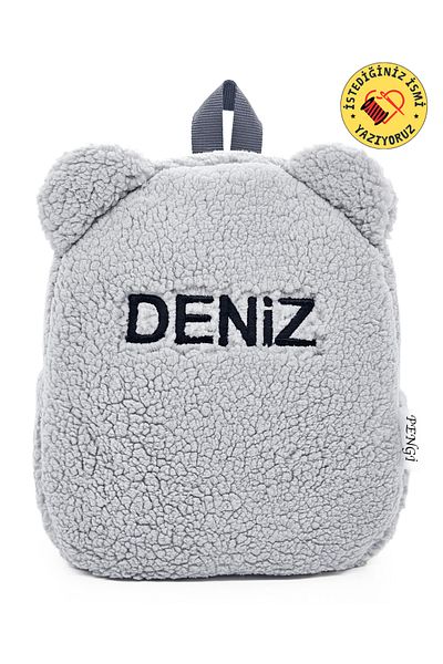 PENGİ Kindergarten Bag for Children 0-8 Years Old with Gray Teddy Backpack