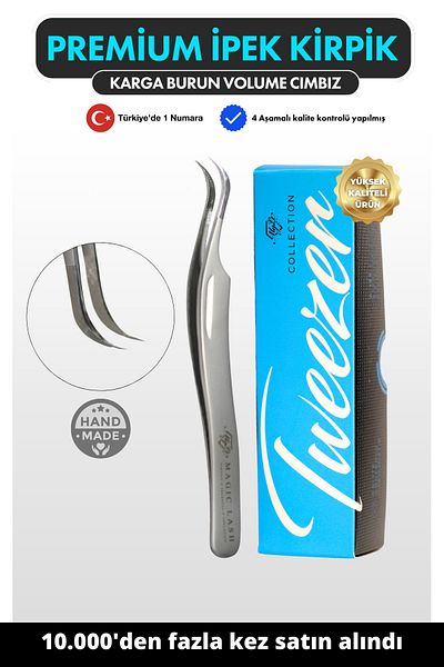 Magic Lash Premium Silver Crow Professional Volume Silk Eyelash Tweezers Skbml-25