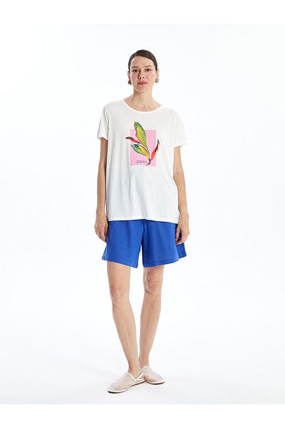 LC Waikiki New Season Crew Neck Printed Short Sleeve Women's T-Shirt - S4Nb76Z8
