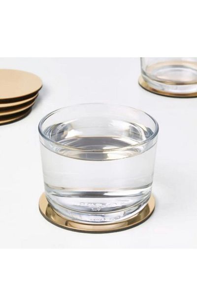 NT Handmade Gold Plexiglass 6-Piece Coaster Kitchen Decoration