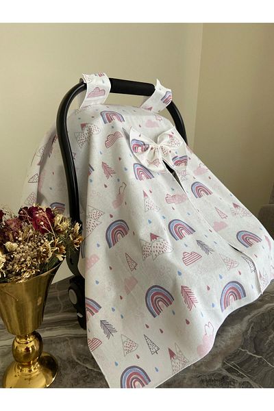 Yusra Purple Rainbow Pattern Flannel Stroller Cover