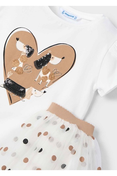 MAYORAL Girl's Tulle Skirt Set Cream