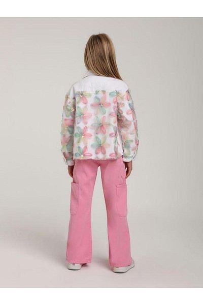 Zekids Jachetă de blugi cu flori de design pentru fete