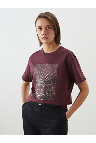 LC Waikiki Rmz Gi̇yi̇m Farkiyla Zero Roba Collar Toscana Printed Women's T-Shirt