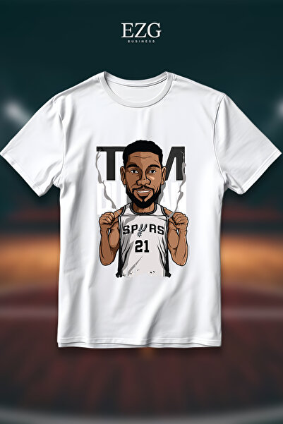 EZG Business Μπλουζάκι Tim Duncan με στάμπα, Oversize Unisex, 100% βαμβακερό,...