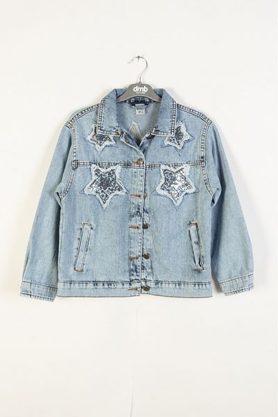 DMB BOYS & GIRLS Jachetă casual de sărbători din denim pentru fete cu detaliu stea