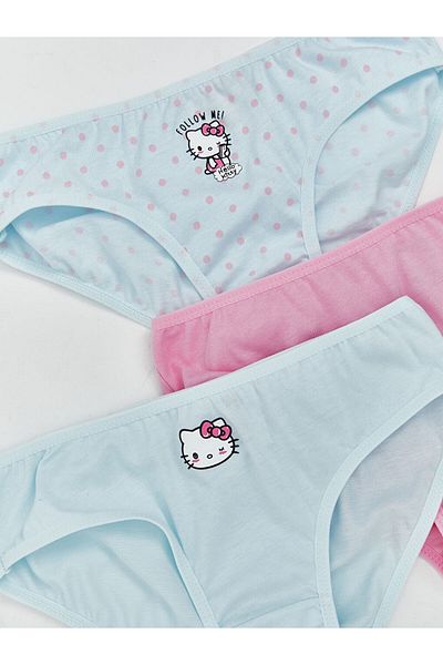 LC Waikiki Chiloți imprimați Hello Kitty 3 pachet ALBASTRU ROZ