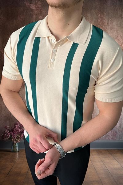 BİRBEYSTORE Ανδρικό πλεκτό T-Shirt Polo Neck Slim Fit
