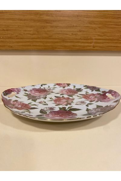 PLUS HOME Pink Rose Dezen Porcelain Presentation Plate Plain Service
