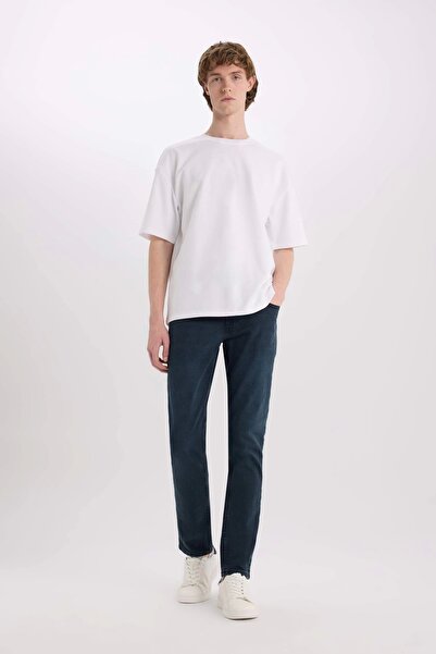 DeFacto R8791 İndigo Pedro Slim Fit Dar Kalıp Normal Bel Dar Paça Jean Pantolon