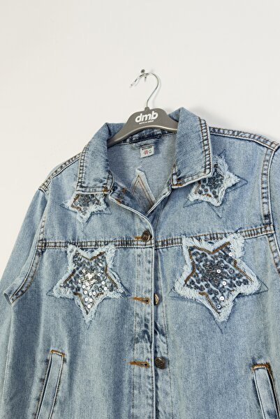 DMB BOYS & GIRLS Jachetă casual de sărbători din denim pentru fete cu detaliu stea