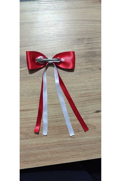 FuryaTedarik Red White Turkish Flag Dangle 23 April and 29 October Fabric Automatic Bow Luxury Buckle
