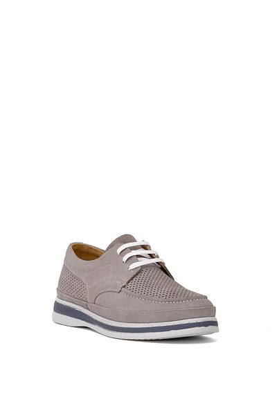 Ayakkabı Fuarı Elit MZV5005N Pantofi ocazional pentru bărbați din piele naturală nubuck, gri