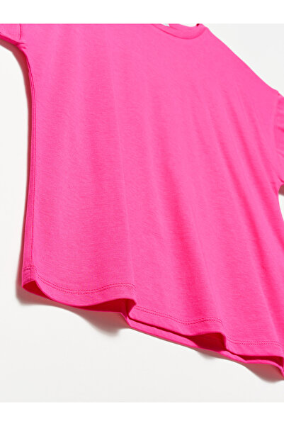 Dilvin Crew Neck Combed T-Shirt-Fuchsia