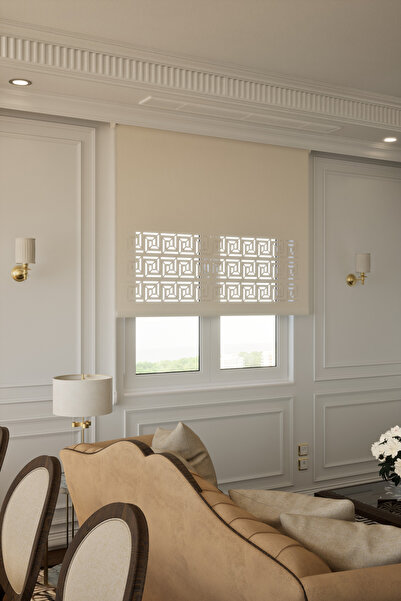 Auralight Lazer Kesim Mat Stor Perde, Lazer Kesimli Historical Serisi, H-6002...