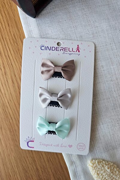 Cinderella 3'lü Soft Renkli Kurdele Fiyonk Saçsız Bebek Tokası - Az Saçlı Kız...
