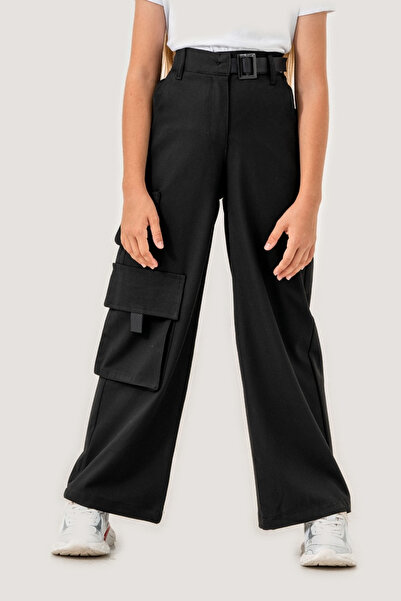 GİYİCEM TEKSTİL Момичешки панталон с половин колан и карго джобове 6001