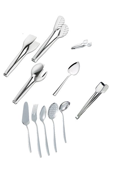 Nehir Steel 11 Piece Spatula Spoon Colander Ladle Grill Sugar Pasta Pastry Tongs Tool Set