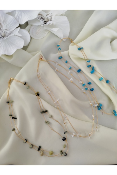 İPAR AKSESUAR Natural Stone Gold Chain Design Necklace