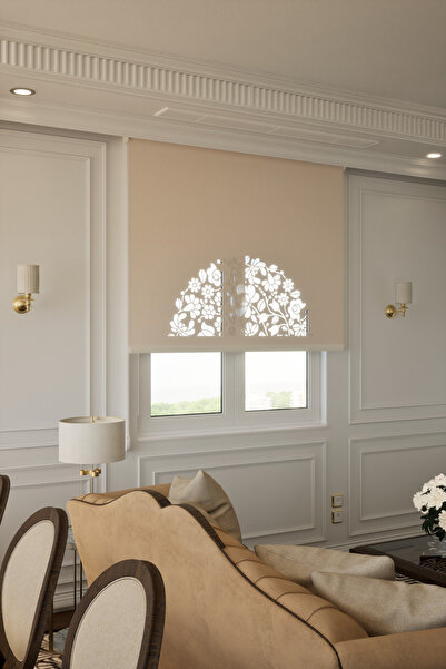 Auralight Lazer Kesim Mat Stor Perde, Lazer Kesimli Historical Serisi, H-5003...