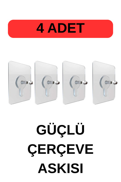 Genel Markalar 4 Adet Süper Güçlü Çerçeve Askısı Pin Delgisiz Vidalı Yapışkan...