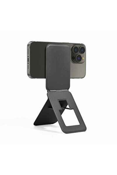 Qifit Taşınabilir Mini Telefon Standı Siyah Renk Katlanabilir Kartlık Manyeti...