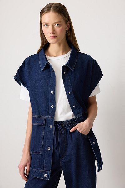 Touché Privé Denim Vest with Pockets