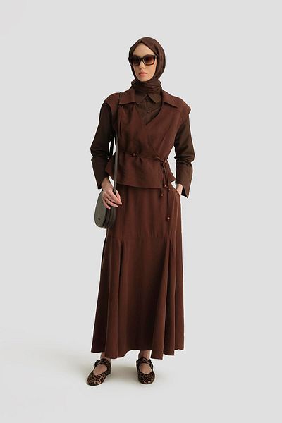 Armine Light Brown Detailed Vest 25Y4503