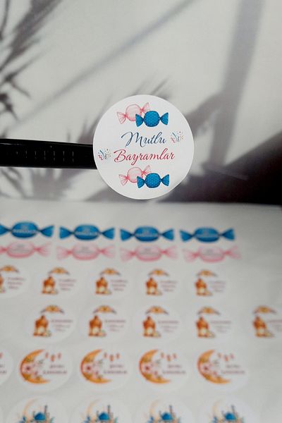 Burak Baskı Tasarım Colorfulcandies - Happy Holiday Tag Gift Package Sticker 3.5cm, 30 Pcs-Ramadan-Al-Fitr