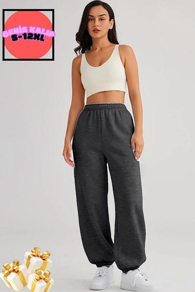 BSBSPOR Καλοκαιρινή φόρμα Loose Fit Φαρδιά Φούτερ Jogger Μαύρο-γκρι-σκούρο γκρι