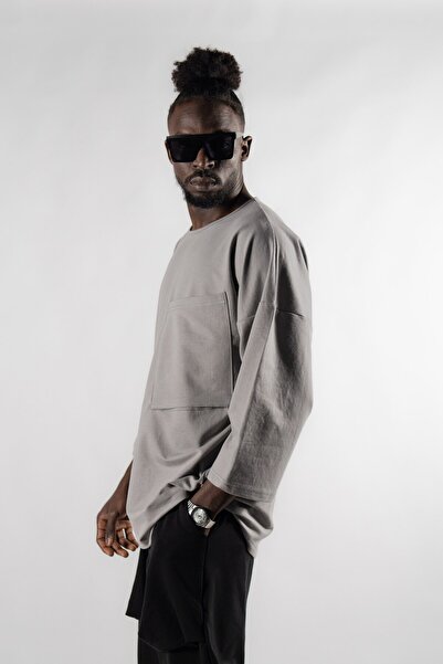 Superbluemexico Men's Two Thread Large Pocket Half Sleeve Crew Neck Retro T-Shirt