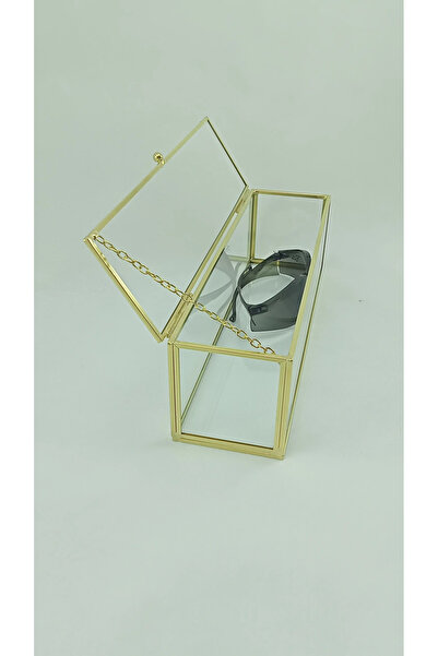 YİLDİZDESİNG 8x8x20cm  dekoratif pirinç cam gül kutusu