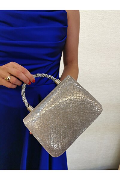 NAZART Women's Snake Platinum Smoked Evening Dress Clutch Chain Strap Hand Wedding Engagement Night Shoulder Bag