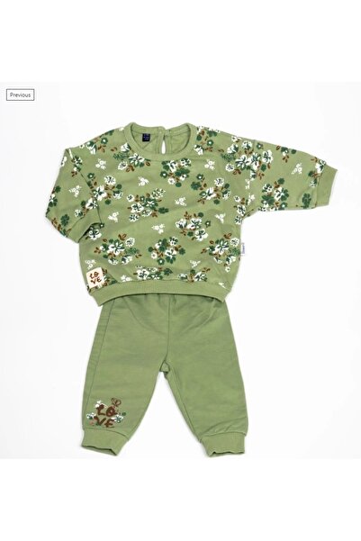 Miniworld Kız Bebek Çiçek Desenli 2'li Takım Yumuşak ve Şık Günlük Giyim Seti