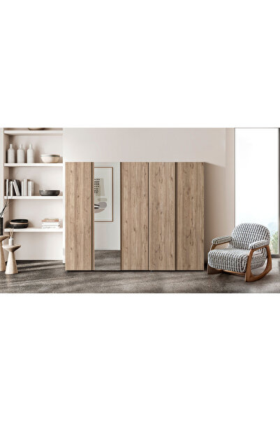 CaddeYıldız Monna 5 Kapılı Gardrop - Meşe