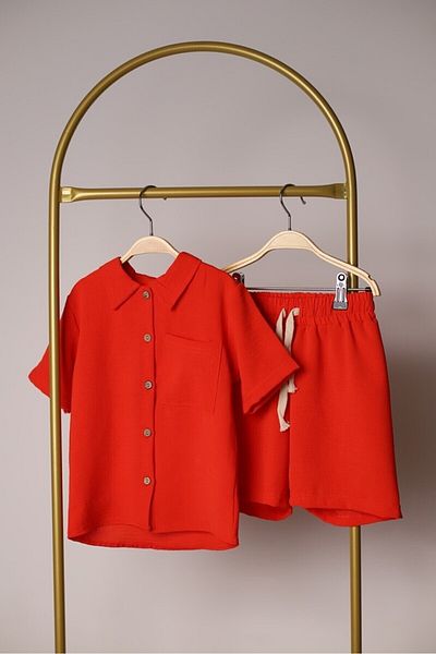Arya Nisa Kids Boy's Buttoned Shirt New Season Summer 2-Piece Shorts Set
