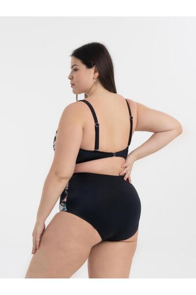 AQUAVİVA Aquaviva Women's Plus Size Black Olympic Pattern Nadide Bikini Set